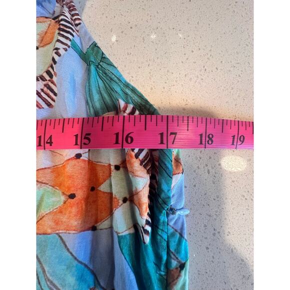 Beautiful! OLIPHANT Women's Large Maxi Dress V Neck Sleeveless Ruffles - Picture 10 of 11